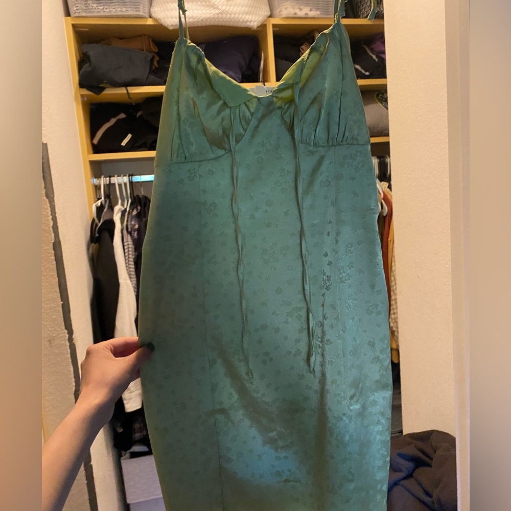 Silk Green Dress Floral